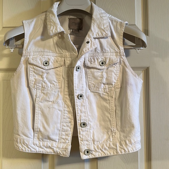 Guess Distressed White Denim Vest - Picture 1 of 4